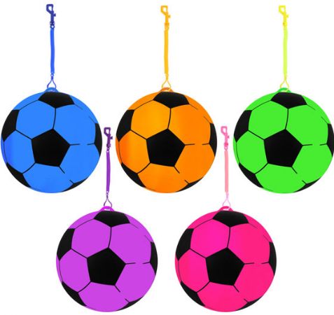 24x 23cm PVC Football With Hook & Spiral Keychain