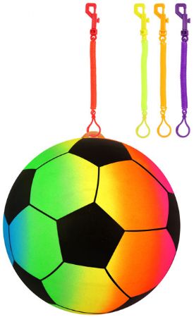 24x 23cm Rainbow Football With Hook & Spiral Keychain