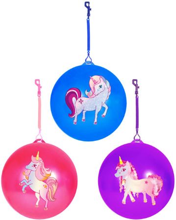 24x 25cm Unicorn PVC Play Ball With Hook & Spiral Keychain